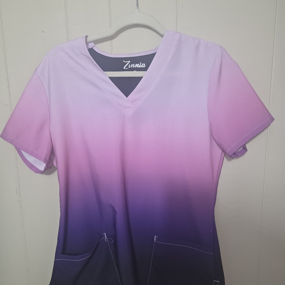 Women's Ombre V-Neck Top in Pink and Purple